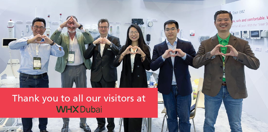 [Translate to Spanisch:] Dewert thanks its visitors at WHX Dubai